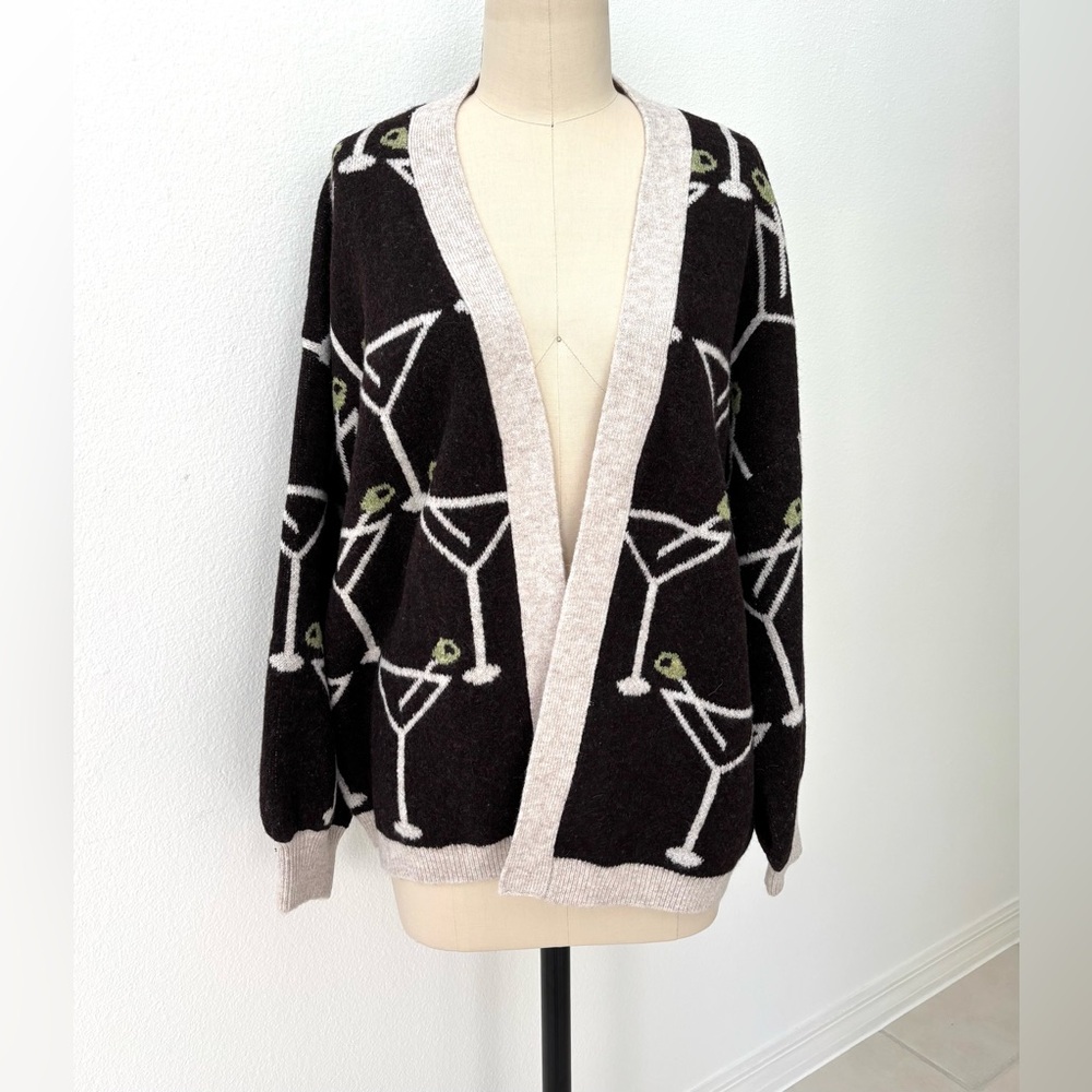Anthropologie Bel Kazan Icon Dirty Martini Cardigan NWT Brown Tan Olive OS - Picture 2 of 12